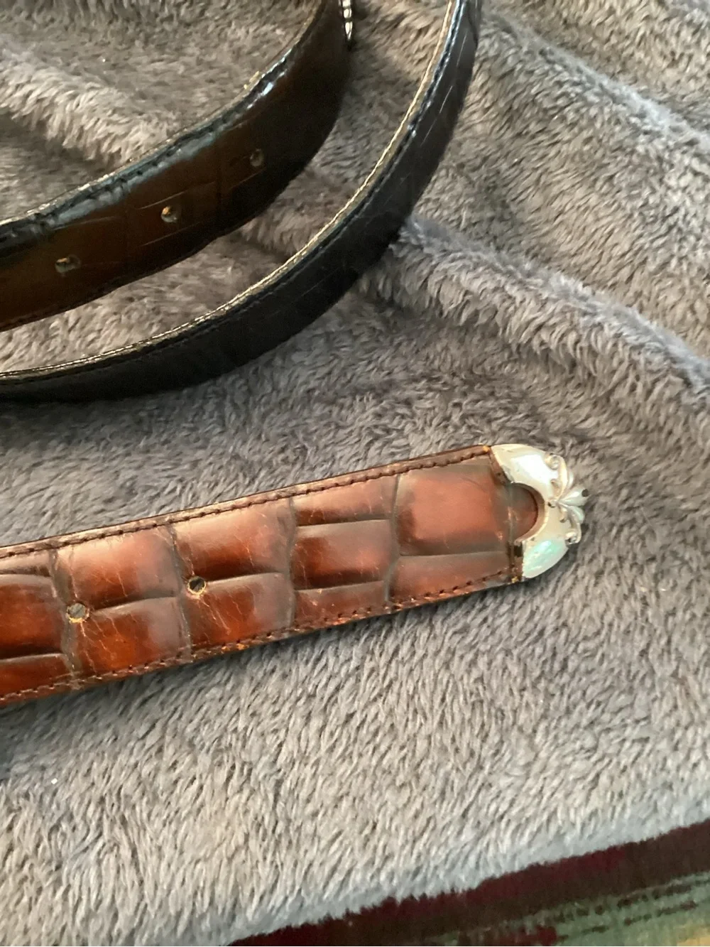 Barse Vintage  Leather Belts with Decorative Silver Buckle - Brown and Black